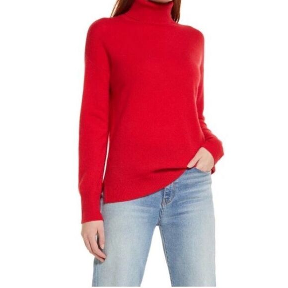 Nordstrom 100% Cashmere Turtleneck Sweater in Red NWT Size XL - Picture 1 of 5